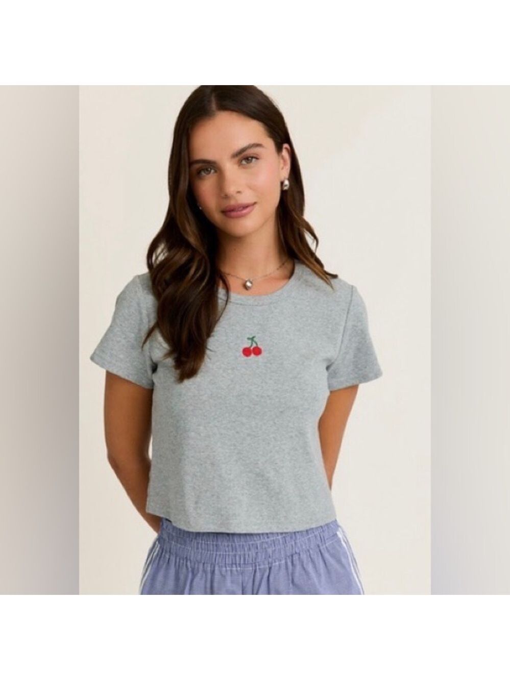 aerie Gray Tee with Red Cherry Graphic - Women's Short Sleeve size XXL - Picture 6 of 6